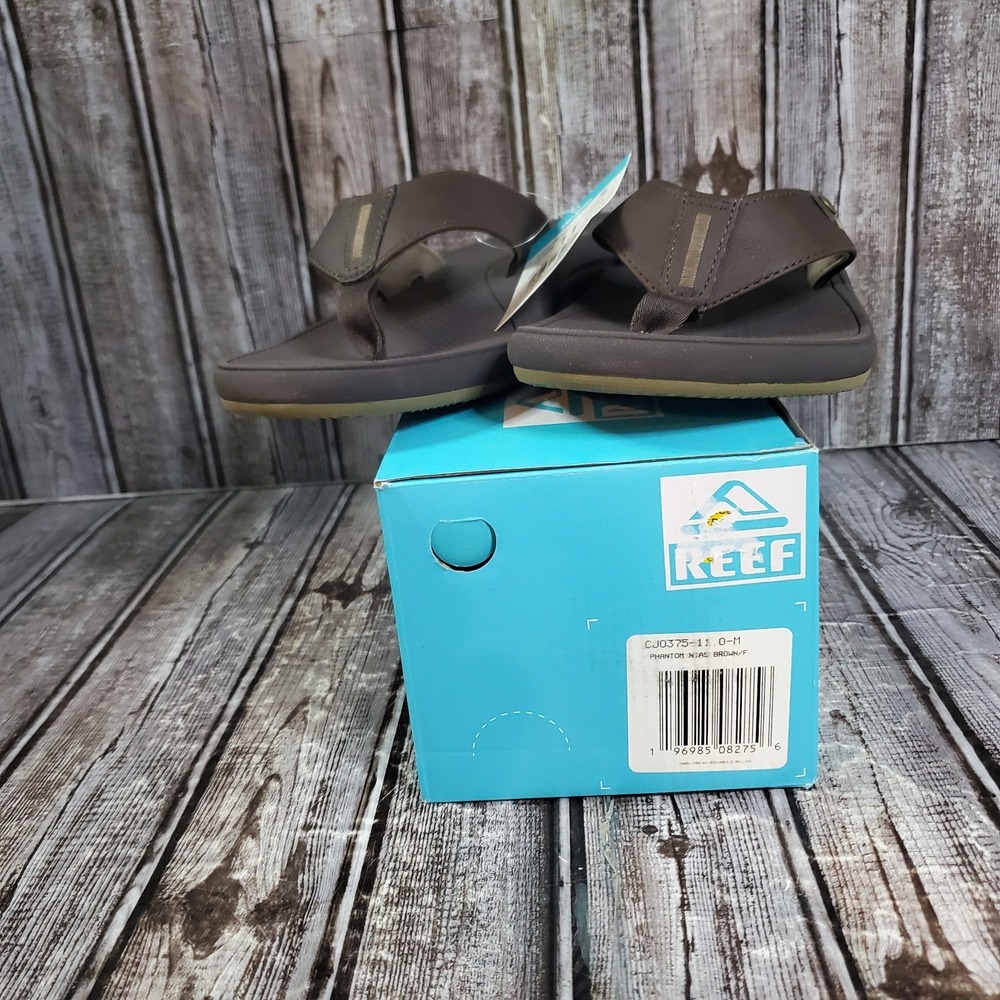 REEF Men's Phantom Nias Beach Flip Flop Sandals Brown Supported Footbed Size 11
